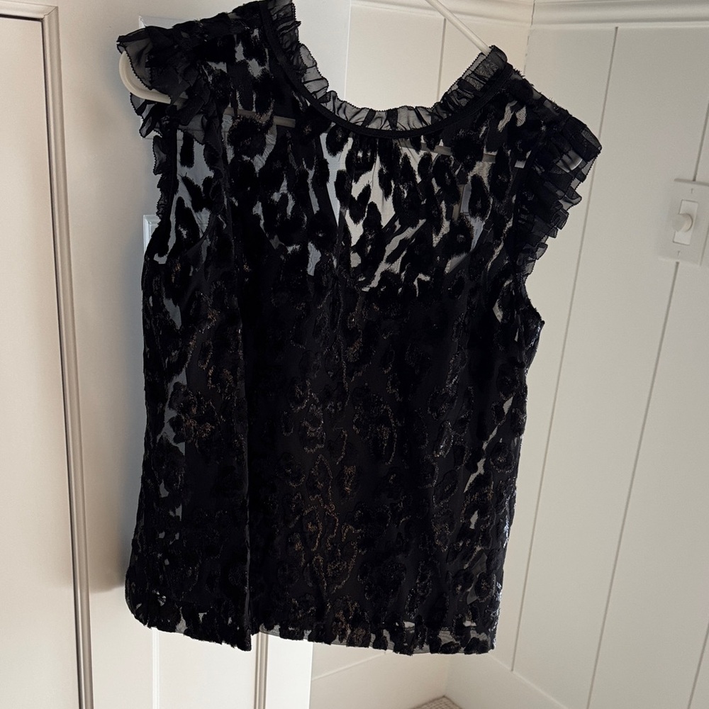 J. Crew Black Sleeveless Lace Blouse